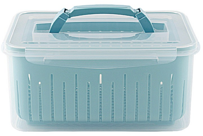 나누담 제오닉 하늘색 핸들 채반, 1개, 밀폐용기