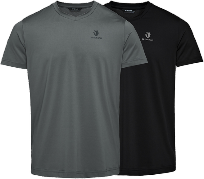블랙야크 26년 공용 브이넥 더블 반팔티 2장 (검정+회색) 세트 티1BYRTXV902