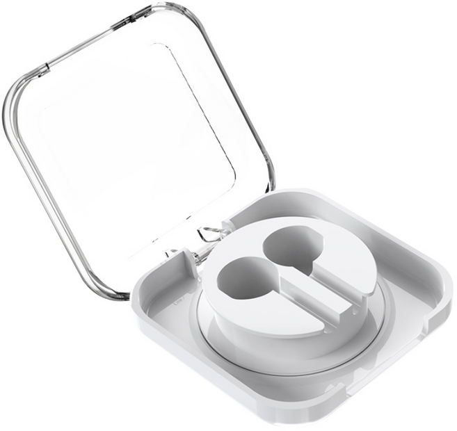 PZOZ 회전 권선기 방진 분실 방지 케이블 정리 수납함, 1개, 흰색, 애플 유선 이어팟 수납 함