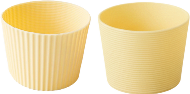 파스텔 친환경 실리콘 컵슬리브, 2개, 옐로우