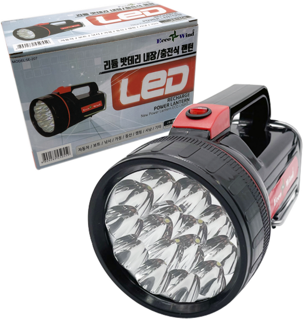 성은테크 LED 충전식 랜턴 손전등 후레쉬, 1개, 블랙