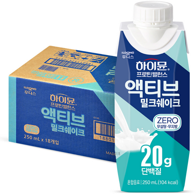일동 하이뮨 프로틴밸런스 액티브 제로, 250ml, 18개