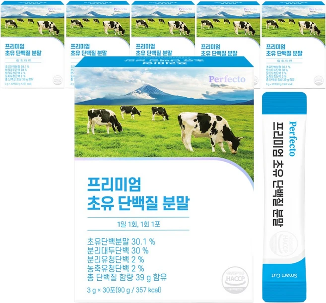 퍼펙토 프리미엄 초유 단백질 분말 스틱, 90g, 6개 - 쿠팡