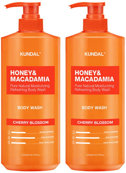 쿤달 허니 앤 마카다미아 퓨어 바디워시 체리블라썸, 1.058L, 2개