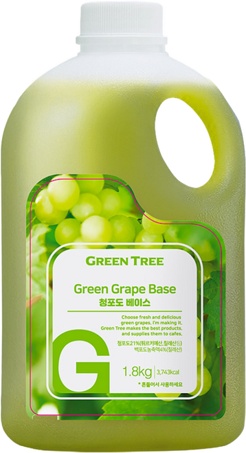 GreenTree 청포도 에이드 베이스, 1.8kg, 1개
