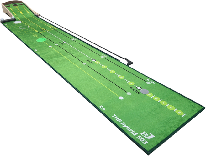 THR 편백나무 골프퍼팅연습기 퍼팅매트 무소음리턴, 그린, 1개