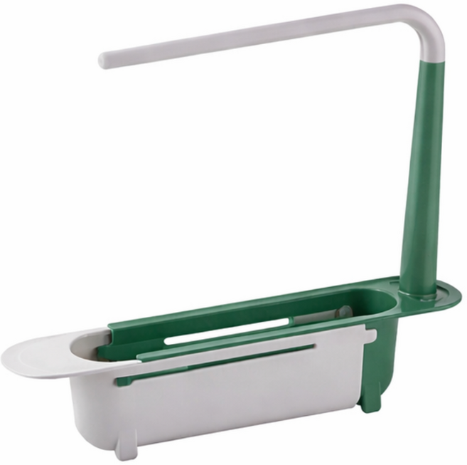싱크대 걸이형 수세미 거치대 주방 보조선반 행주걸이 물빠짐 다용도 깔끔 정리대, 1개, 그린