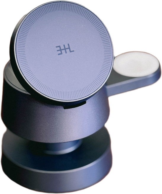 삼플라 3in1 고속 무선 충전기 맥세이프 거치대 무드등 갤럭시워치 애플워치 스마트 워치 에어팟 애플 삼성 이어폰 버즈 충전 핸드폰 아이폰 보조배터리 미니 여행용 접이식 다용도, 1개, Iron Gray