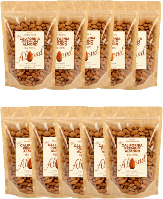 (9+1 이벤트)시즈넬 아몬드월드 국내 최대 제과 제빵사에 납품하는 세상에서 제일 맛있는 몸에 좋은 미국산 구운아몬드 x 10, 10개, 250g