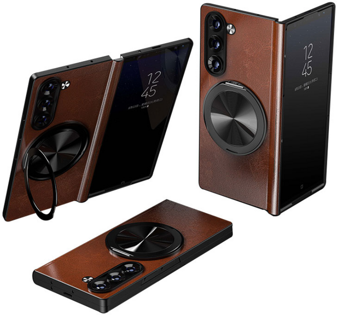 갤럭시 Z 폴드 힌지보호 천연 가죽 magsafe 360도 각도 조절이 거치대 케이스