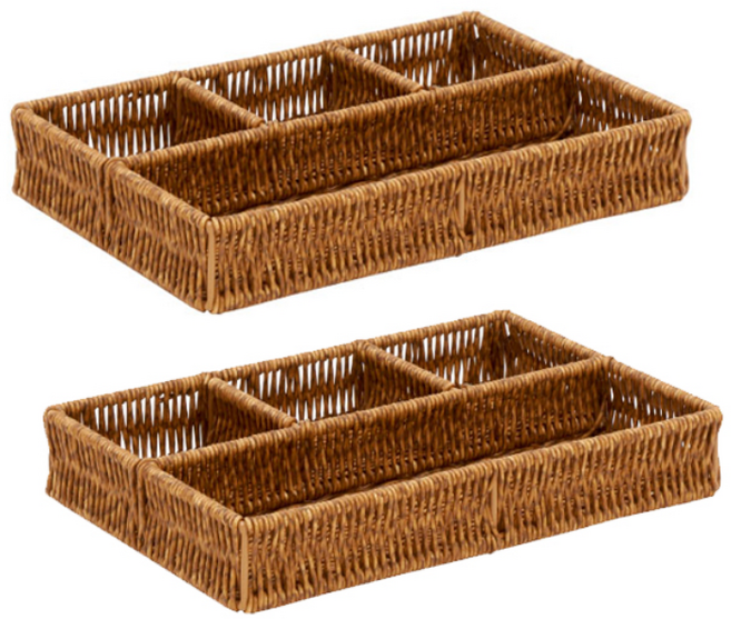 하우스레시피 PP 라탄 4칸 서랍정리대, 브라운, 2개