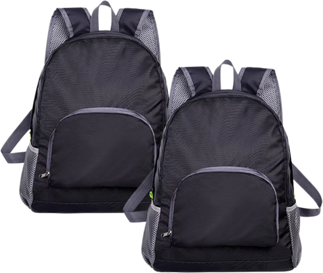 투데이리빙 1+1 세트 초경량 접이식 방수 여행 백팩 대용량 여행용 나일론 경량 가방 직장인 출퇴근용 데일리 캐주얼 등산 다용도 가벼운 포켓 배낭 남녀공용