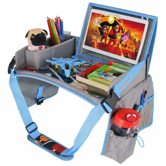 [신개념 여행 솔루션] 키즈 플레이보드 (핑크/그레이/블루) 카시트 트레이 테이블, 그레이, 1개