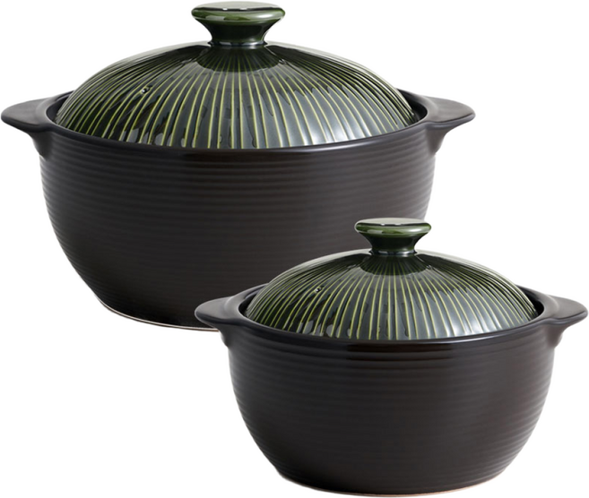 [한국도자기리빙] 리한 라인팟 무균열 뚝배기 2종세트 16+12cm 그린, 1개