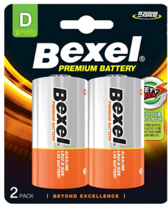 벡셀 알카라인건전지 D형 2알(카드형) LR20 가스렌지건전지, 1개, 2개입