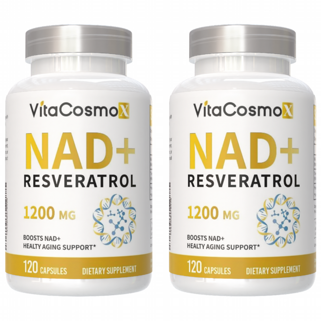 VitaCosmoX NMN 플러스 시르투인 안티에이징 항산화 항노화 1000mg 고순도 99.9% 니코틴아미드 NAD+ 무관세, 2개, 120정