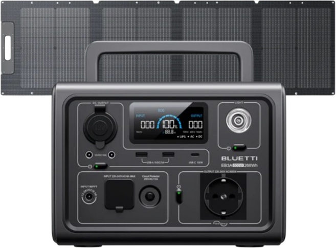 BLUETTI 블루에티 EB3A 600W 268Wh 인산철 파워뱅크 + PV120D 휴대용 태양광 패널[120W] 세트, 1개