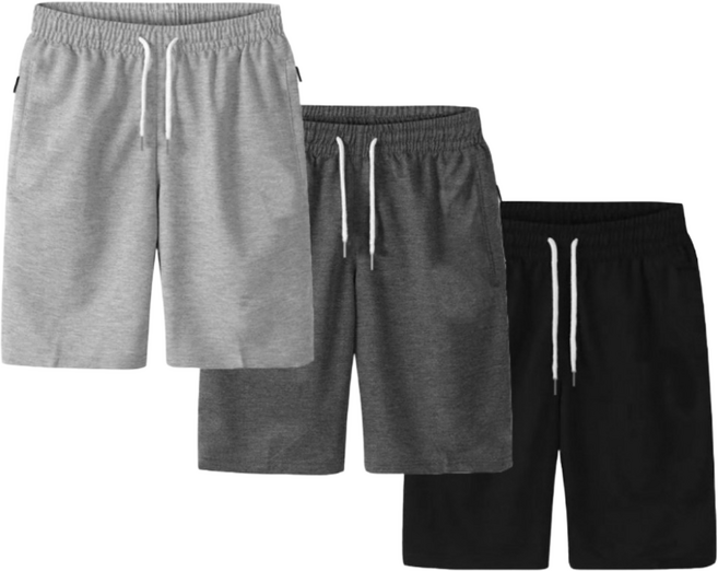 피에르노 1+1+1 남여공용 5부 트레이닝 주머니 지퍼 밴딩 반바지