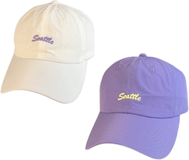 1+1 런디스포츠 물놀이 운동 방수 속건성 스포츠 모자 Seattle, 아이보리+바이올렛