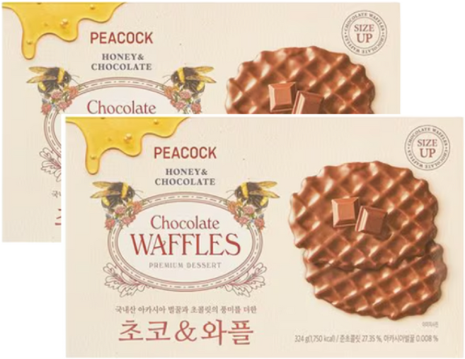 피코크 초코와플 초코&와플 324g x 2개 총 648g