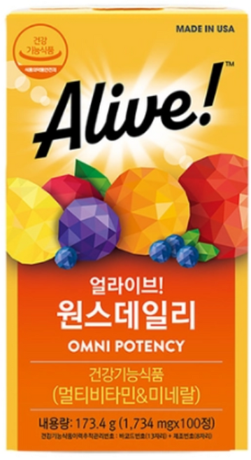 얼라이브 원스 데일리 멀티비타민, 100정, 1개