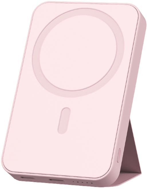로랜텍 파스텔 스탠드 고속 무선충전 맥세이프 보조배터리 5000mAh, 핑크