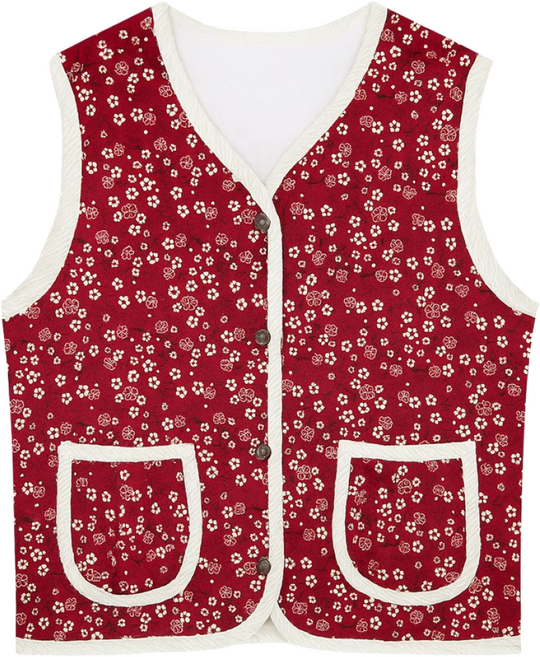 유니미스 여성 봄가을 플라워 조끼 베스트 엄마 할머니 옷