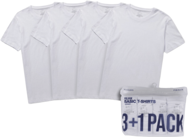 폴햄 이너 반팔 티셔츠 사계절로 입는 촉감 좋은 기본 3+1팩(4장) 3팩+1 4팩 이너 면 티셔츠