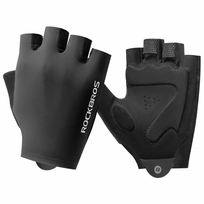 락브로스 자전거 장갑 반장갑 SBR 실리콘 젤 패드 충격흡수 통풍 라이딩, 1개, 블랙