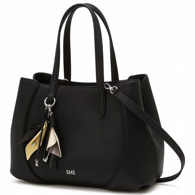 닥스 ACC [선물추천] 블랙 소가죽 플라워 참장식 토트백 M