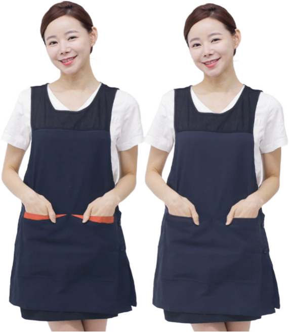 웰컴가운 얇고 가벼운 원피스형 어께 등 망사앞치마 미용 어린이집 요양보호사 LA69, LA69 검정+빨주M, 1개