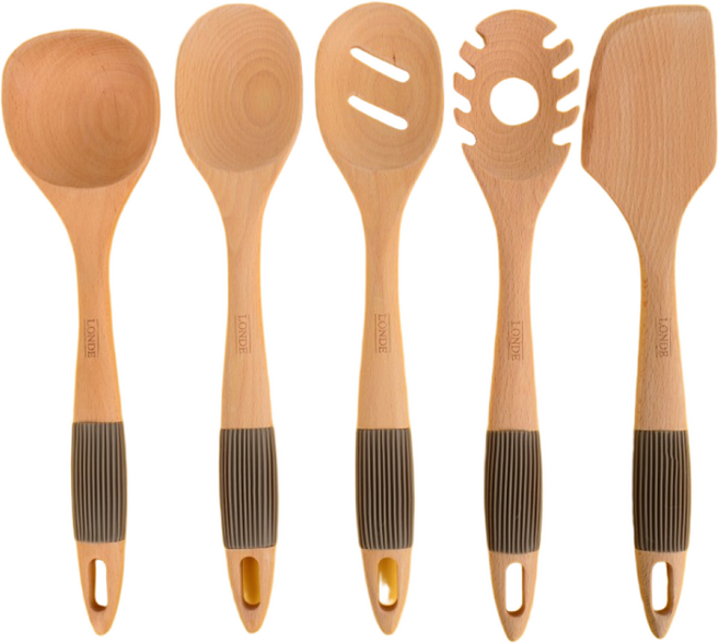 통원목 우드 나무 조리도구 5종 세트 국자+뒤지개+조리스푼+건지기스푼+면국자, 1개, 네추럴