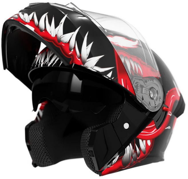 SULCATA 모듈러 헬멧 오토바이 풀페이스 어드밴스 일체형 시스템 909-DY, 레드