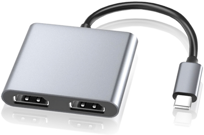 C타입 허브 HDMI 듀얼 모니터 젠더 분배기 컨버터 HDCP 넷플릭스 미러링 케이블 기능, 그레이, 1개, 185mm