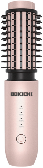 BOKICHI 뿌리볼륨 모발손상 없는 음이온 기술 무선고데기, 로즈핑크