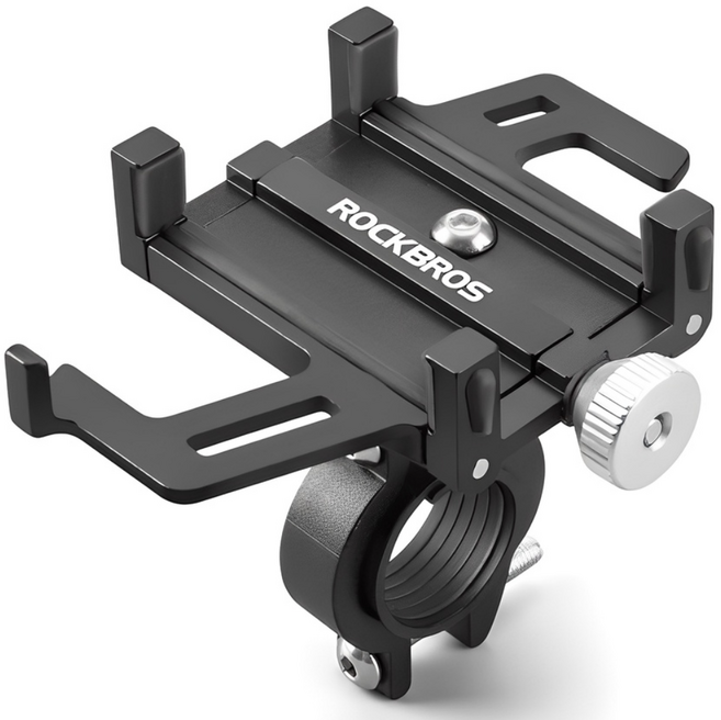 락브로스 자전거 킥보드 오토바이 알루미늄 스마트폰 거치대 699-BK, 1개