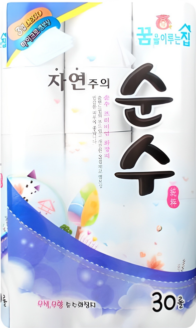두루마리휴지 순수 3겹 물에녹는휴지 먼지없는 두루말이 착한화장지, 1개, 30롤