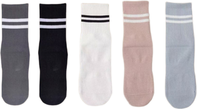 [오락가락] 가성비 - 논슬립 스포츠 양말 4개 세트 - 바닥면 미끄럼방지 투 스트라이프 포인트 운동용 여성필라테스양말 줌바 헬스 일상용 노인 낙상 및 미끄럼 방지 예방