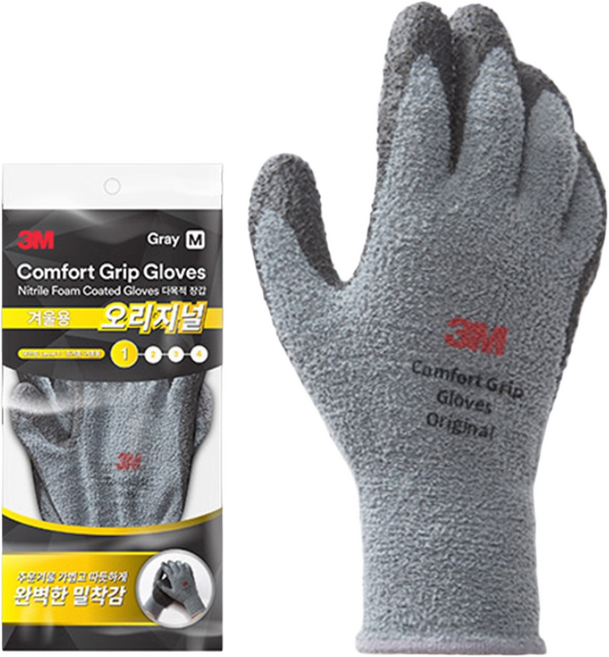 3M 컴포트그립 오리지널 겨울용 기모 방한작업장갑, 그레이(M), 10개