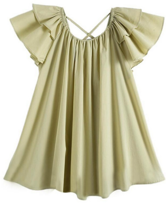 해피유통 여아 반팔 러플 브이넥 티셔츠 일상 캐주얼 스타일디자인14세 이상