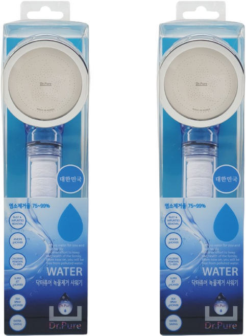 [Dr.Pure] 닥터퓨어 녹물제거 필터샤워기, 2개