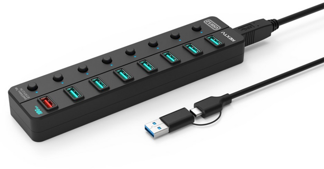 넥스트유 8포트 유전원 USB3.2 멀티허브 NEXT-UH358-10G, NEXTU UH358-10G, 1개