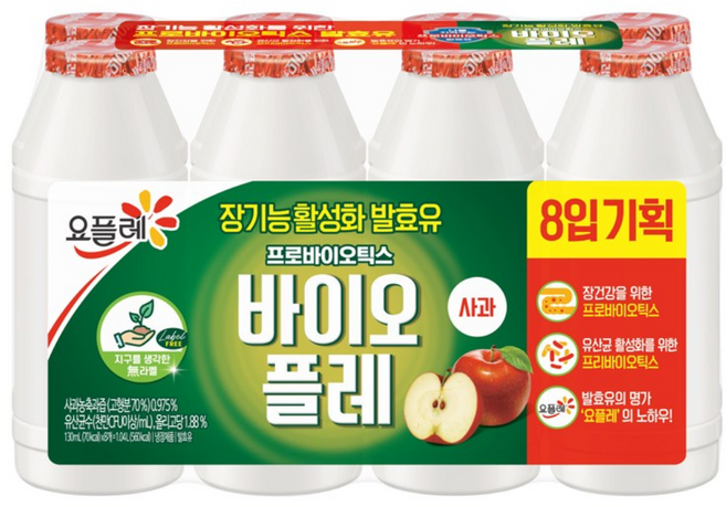 빙그레 바이오플레 사과 130ml 32개