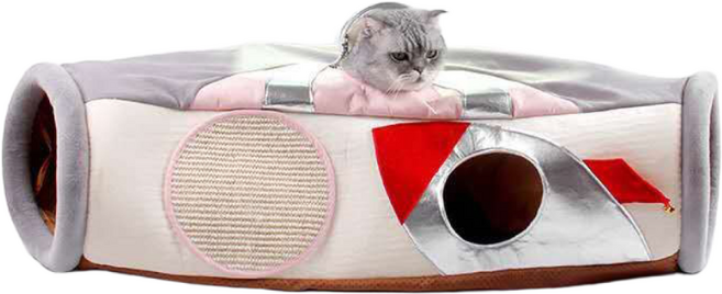 고양이 터널놀이터 숨숨집 우주선, 핑크, 1개