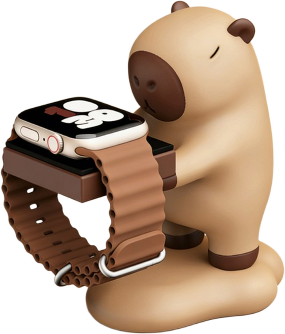 복어워치 충전 거치대 애플 워치 거치대 침대 협탁 홈 데스크 실용적인 인테리어 선물, 1개, 카멜브라운