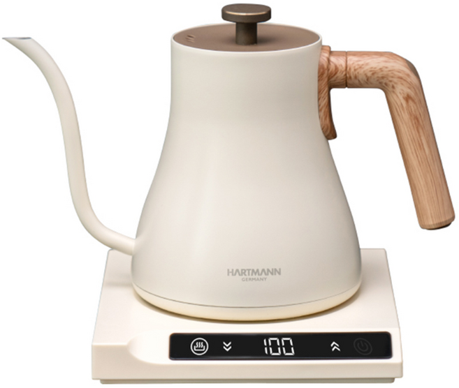 하트만 프리미어 전기드립 커피포트 미세 온도조절 보온 전기포트 (아이보리)