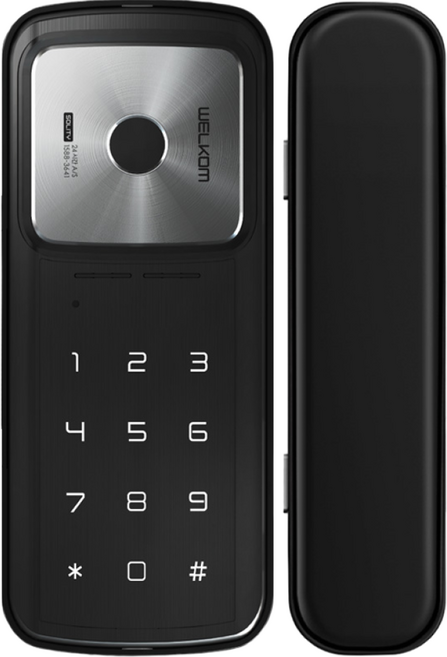 솔리티 웰콤 지문인식 강화유리문용 WG-30B 양문형 블루투스(옵션) 번호키 좌우수문인식(키패드자동전환) 상시문열림기능 차임벨기능 상가 매장 업소 빌라 현관문 디지털도어락 도어록, 고객직접설치, 웰콤 WG-30B 양문형