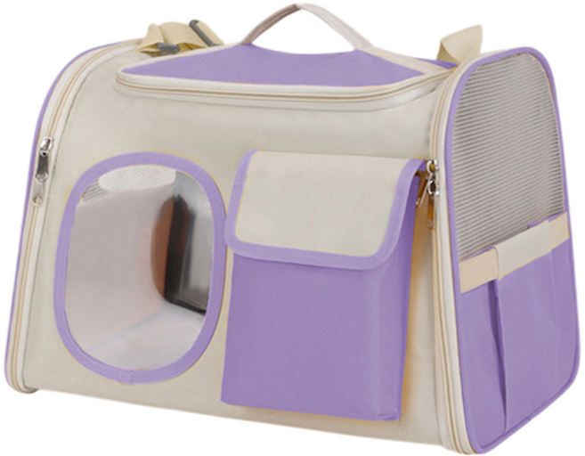 빅포켓 윈도우 고양이 강아지 이동가방 소프트켄넬, 1개, 퍼플