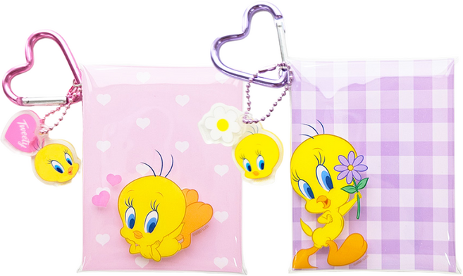 트위티 클리어 포켓파우치 3종 / 투명 PVC 가챠 파우치 카라비너 가방꾸미기 키링만들기