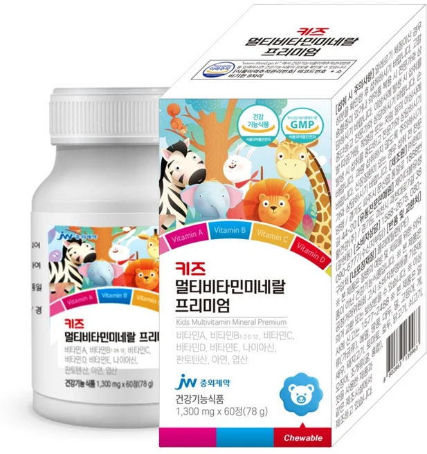 키즈 멀티비타민 미네랄 프리미엄 어린이 유아 청소년 이뮨 종합 비타민 영양제, 1개, 60정 - 쿠팡